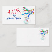 lustige, farbenfrohe whimsical scissors kunst auf  visitenkarte (Vorne/Hinten)