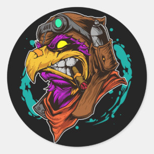 lustige, farbige Eidechse mit Sonnenbrille, Graffi Runder Aufkleber