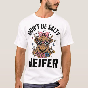 Lustige Färse Kuh Floral Schmetterling Vintage Des T-Shirt