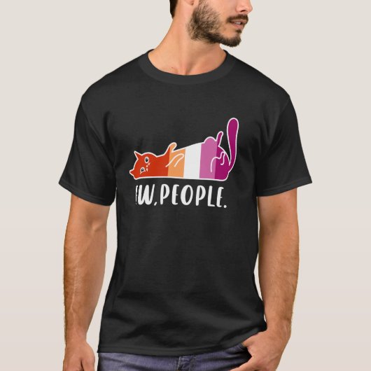 Lustige faule Katze Ew Leute mit lesbischen Pride- T-Shirt (Vorderseite)