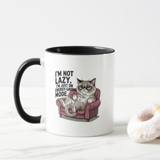 Lustige faule Sarkasmus-Auto-Wortkunst Tasse (Mit Donut)