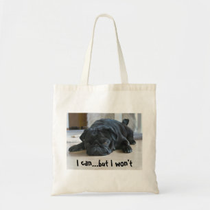 Lustige faule schwarze Mops-Welpen-Tragetasche Tragetasche