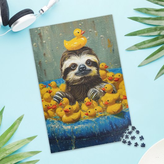 Lustige Faultier-Gummiente Pool-Puzzle Puzzle