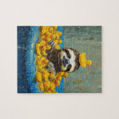 Lustige Faultier-Gummiente Pool-Puzzle Puzzle (Horizontal)