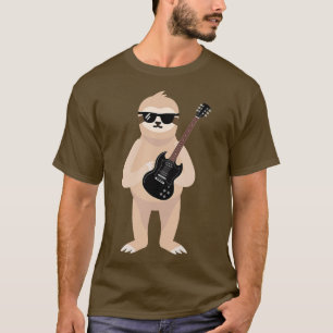 Lustige Faultier mit Sonnenbrille spielt E-Gitarre T-Shirt