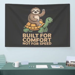 Lustige Faultier reitet Schildkröte Banner