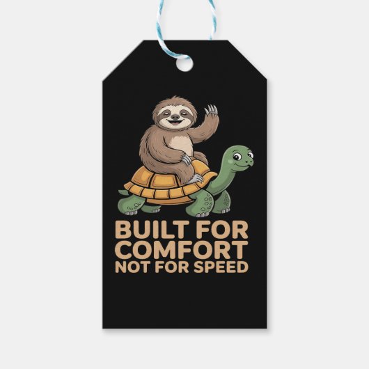 Lustige Faultier reitet Schildkröte Geschenkanhänger (Vorderseite)