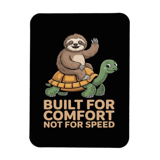 Lustige Faultier Reitet Schildkröte Magnet (Vertikal)