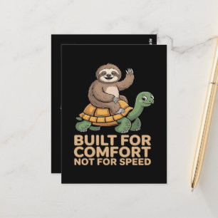 Lustige Faultier Reitet Schildkröte Postkarte