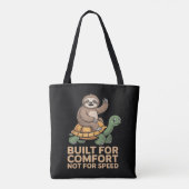 Lustige Faultier reitet Schildkröte Tasche (Rückseite)