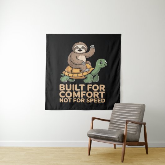 Lustige Faultier reitet Schildkröte Wandteppich (Beispiel)