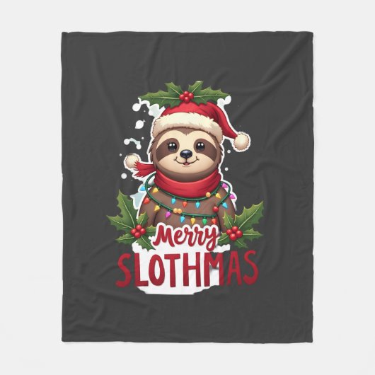 Lustige Faultier-Weihnachtslichter Frohe Faultier- Fleecedecke (Vorderseite)
