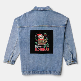 Lustige Faultier-Weihnachtslichter Fröhliche Fault Jeansjacke
