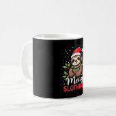 Lustige Faultier-Weihnachtslichter Fröhliche Fault Kaffeetasse (Vorderseite Links)
