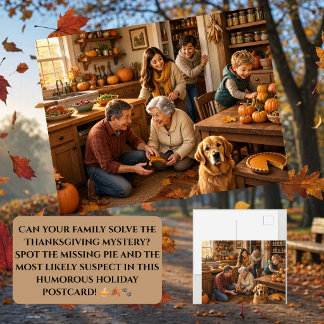 Lustige fehlende Kürbispastete Thanksgiving-Famili Feiertagspostkarte