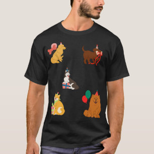 Lustige Feiertagshunde. Hunde mit Kuchen und Ballo T-Shirt