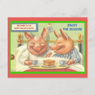 Lustige Ferkel zum Jahreswechsel Vintage-Kopie Postkarte