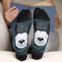 Lustige Festtags-“Fleece Navidad”-Lama Blau Grau 