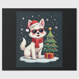 Lustige Festtags-Sonnenbrille Hund mit Weihnachtsb Geschenkpapier