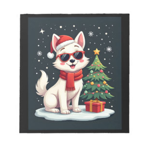 Lustige Festtags-Sonnenbrille Hund mit Weihnachtsb Notizblock