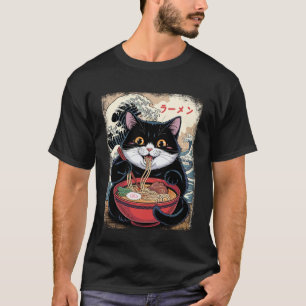 Lustige fette Katze isst Shoyu Ramen tonkotsu Lieb T-Shirt
