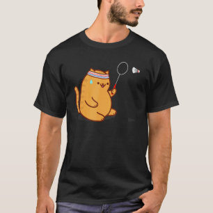 Lustige fette Katze spielt Badminton T-Shirt