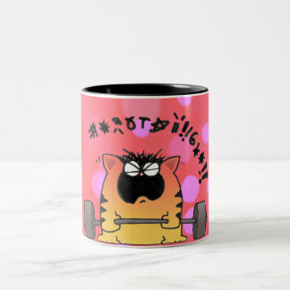 Lustige fette Katzen-Aufzug-Gewichts-Tasse der Zweifarbige Tasse