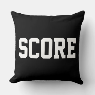 Lustige fette weiße athletische SCORE-Text auf mod Kissen