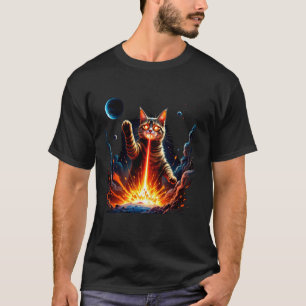 Lustige Feuer atmende Katzen Weltraum Liebhaber Wi T-Shirt