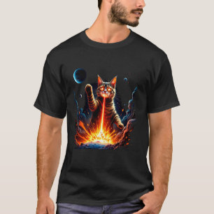 Lustige Feuer atmende Katzen Weltraum Liebhaber Wi T-Shirt