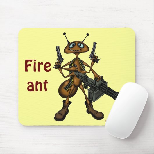 Lustige Feuerameise mit Gewehr-Cartoon-Kunst Mousepad (Mit Mouse)