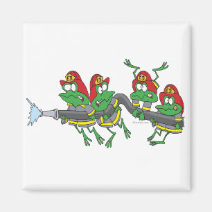lustige Feuerwehrmann-Frosch-Frösche Magnet