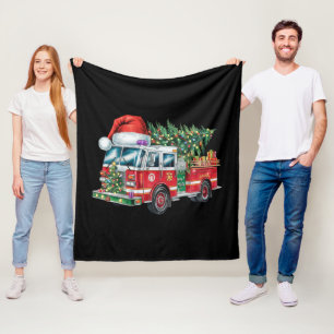 Lustige Feuerwehrmann Santa Hut Weihnachtsbaumlich Fleecedecke
