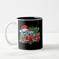 Lustige Feuerwehrmann Santa Hut Weihnachtsbaumlich