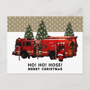 Lustige Feuerwehrmann-Weihnachtsfeiertag-Postkarte Postkarte