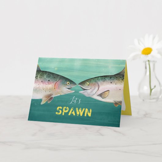 Lustige Fisch-Monogramm-Herzen Valentinstag Karte (Kleine Pflanze)