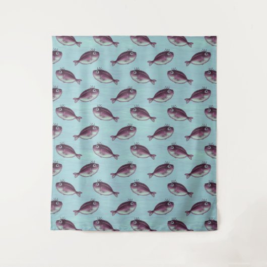 Lustige Fische mit extravagantem Eyelashes-Muster Wandteppich (Vorderseite)