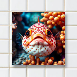Lustige Fische und Korallen Nahaufnahme Fliese