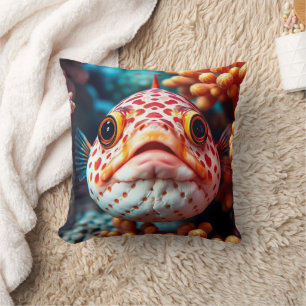 Lustige Fische und Korallen Nahaufnahme Kissen