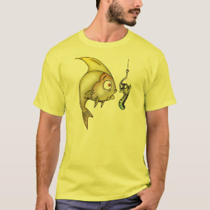 Lustige Fische und Wurm T-Shirt