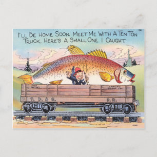 Lustige Fischpostkarte Fischer Angeln Cartoon Postkarte