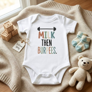 Lustige Fitness Milch Dann Burpees Workout Baby Strampler