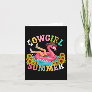 Lustige Flamingo-Cowgirl-Sommerfamilie für Frauen Karte