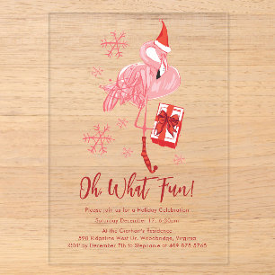 Lustige Flamingo-Weihnachtsfeier Acryleinladungen