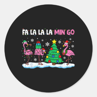 Lustige Flamingo Weihnachtslichter Tropisches Weih Runder Aufkleber