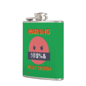 lustige Flasche "WARNING PESKY CITIZEN" Flachmann (Links)