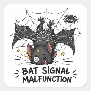 Lustige Fledermaus-Signal-Störung Halloween Quadratischer Aufkleber