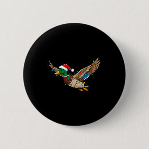 Lustige fliegende Weihnachtsmann-Ente Weihnachtsbe Button