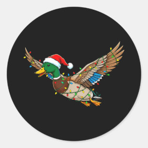 Lustige fliegende Weihnachtsmann-Ente Weihnachtsbe Runder Aufkleber