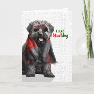 Lustige Flöhe des Bouvier des Flandres Navidog Wei Feiertagskarte